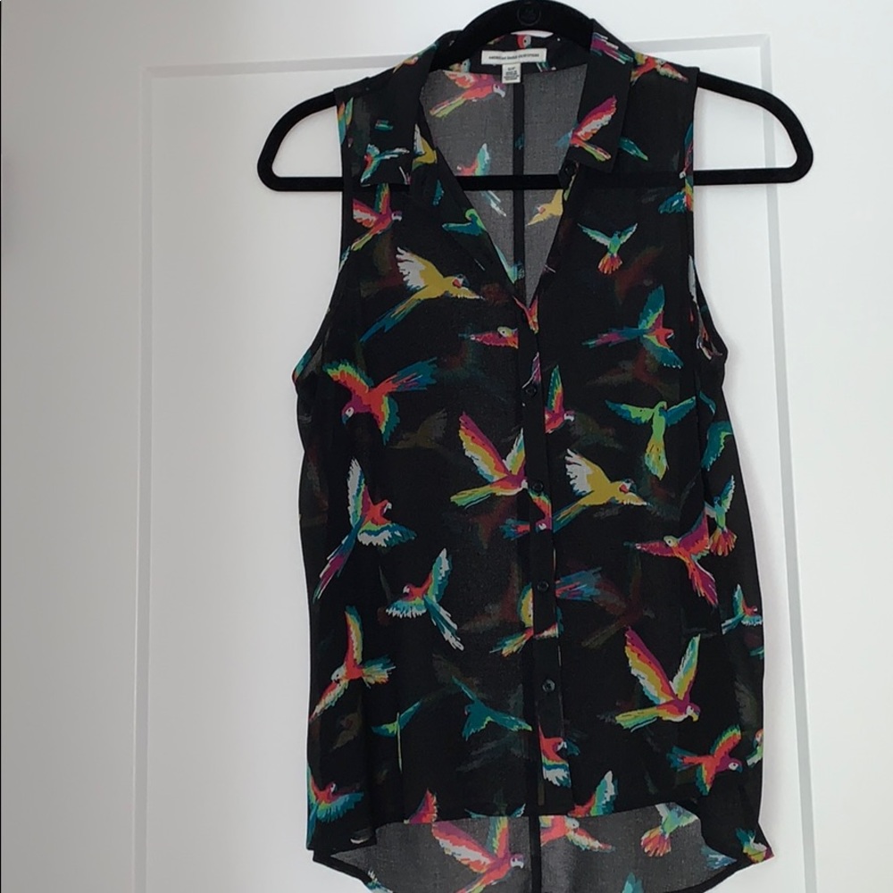 AEO Parrot Print Button Down Tank Top